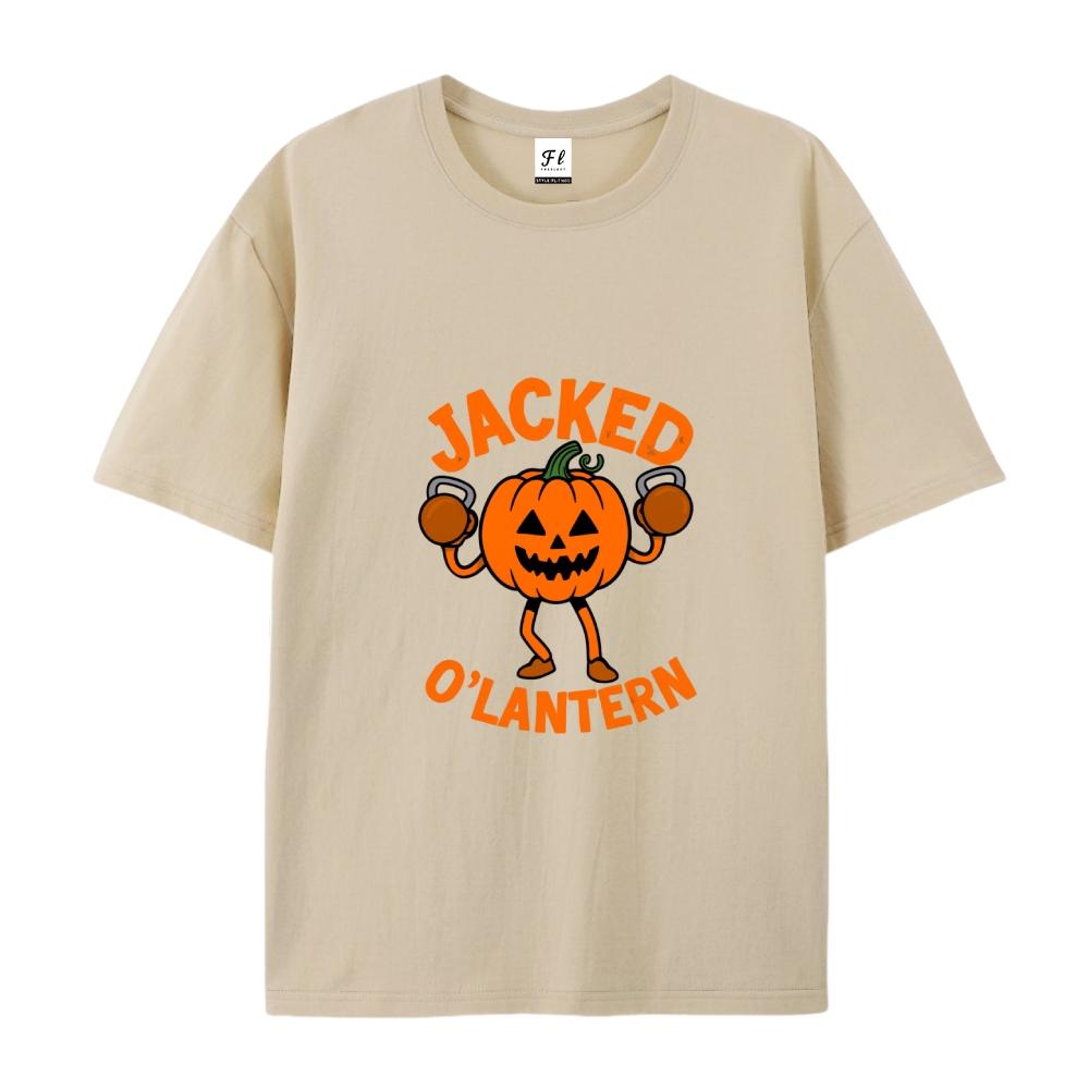 Lightweight Breathable Jacked O'Lantern Pumpkin T-Shirt Oversized Streetwear Tee Funny Summer Workout Top for Menswear