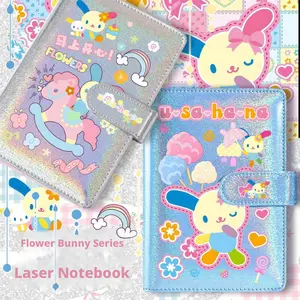 Cute Little Rabbit A6 Cartoon Notebook, the same style portable loose-leaf notebook for students, diary, laser cover notebook