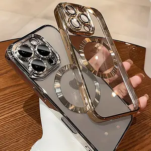 Phone Case - Set of 3 Items Including 1 Phone Case And 2 Clear Screen Protectors. This Luxury Transparent TPU Plating Magnetic Phone Case Is Designed for Iphone 17 16, 15, 14, 13, 12, And 11 Pro Max Plus. It Features a Clear Design