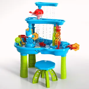 Sand Water Table Toys, 3-Tier Outdoor Sand and Water Play Water Activity Tables Beach Toys for Outside Backyard