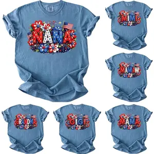 Custom Comfort Colors Nana 250 T-Shirt, Grandma 4th of July Shirt, Patriotic Gigi Shirt, Red White Blue Family Shirt, Nanny Mimi Lolly Tee - AG