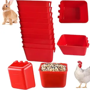 Chicken Coop Feeder Water Cup,16 oz Cage Cups Chicken Feeder Waterer, Cage Cups Birds Hanging Feeders, Chicken Feeder Water Bowl for Parakeet Poultry Pigeon Bunny Wire Cage (Red)