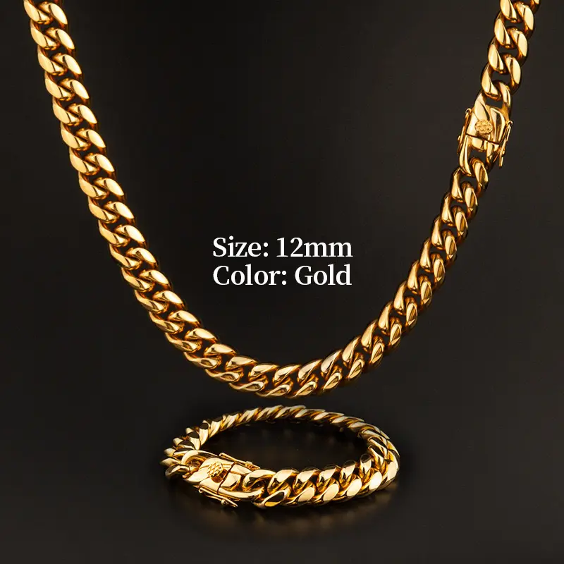 50cm * 12mm stainless steel Cuban chain pendant round polished encrypted stainless steel necklace - unique and versatile accessory for personalization gold link chain casual jewelry classic heavy,rhinestone