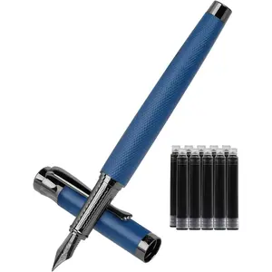 Luxury Fountain Pen Set,Ink Pen for Smooth Writing,Medium Nib,Includes 10 Ink Cartridges&Ink Converter, Pen  Case for Men & Women,fancy,calligraphy,Executive,Office pen-Blue