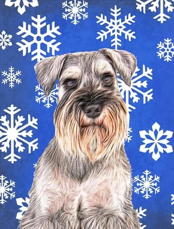 Winter Snowflakes Holiday Schnauzer Flag Garden Size