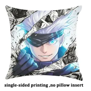 Jujutsu Kaisen Satoru Gojo Manga Breakthrough Throw Pillow Cover Linen Material,Single-sided printing,No Inserts Included,Six Eyes Blue Glow Graphic,Perfect for Anime Fans, Jujutsu Kaisen Collectors & Cool Anime Room Decor