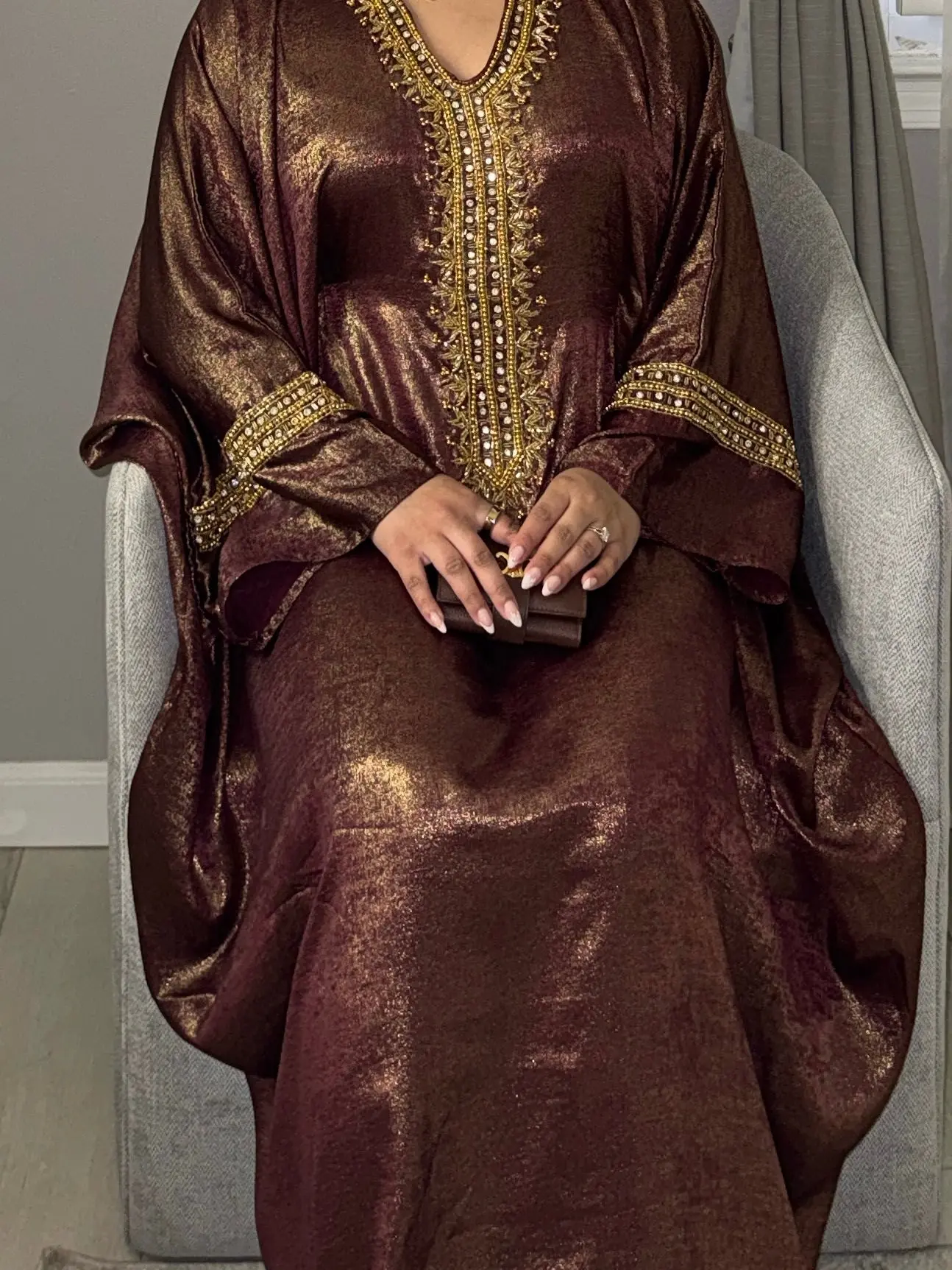 Tasnim Butterfly Abaya - Maroon