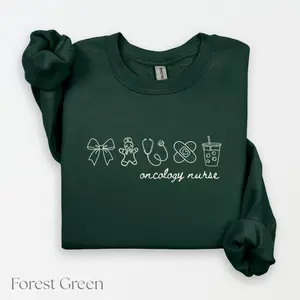 Oncology Nurse Sweatshirt, Gingerbread Design, Holiday Nursing Gift, Coquette Shirt for Women Cotton Crewneck
