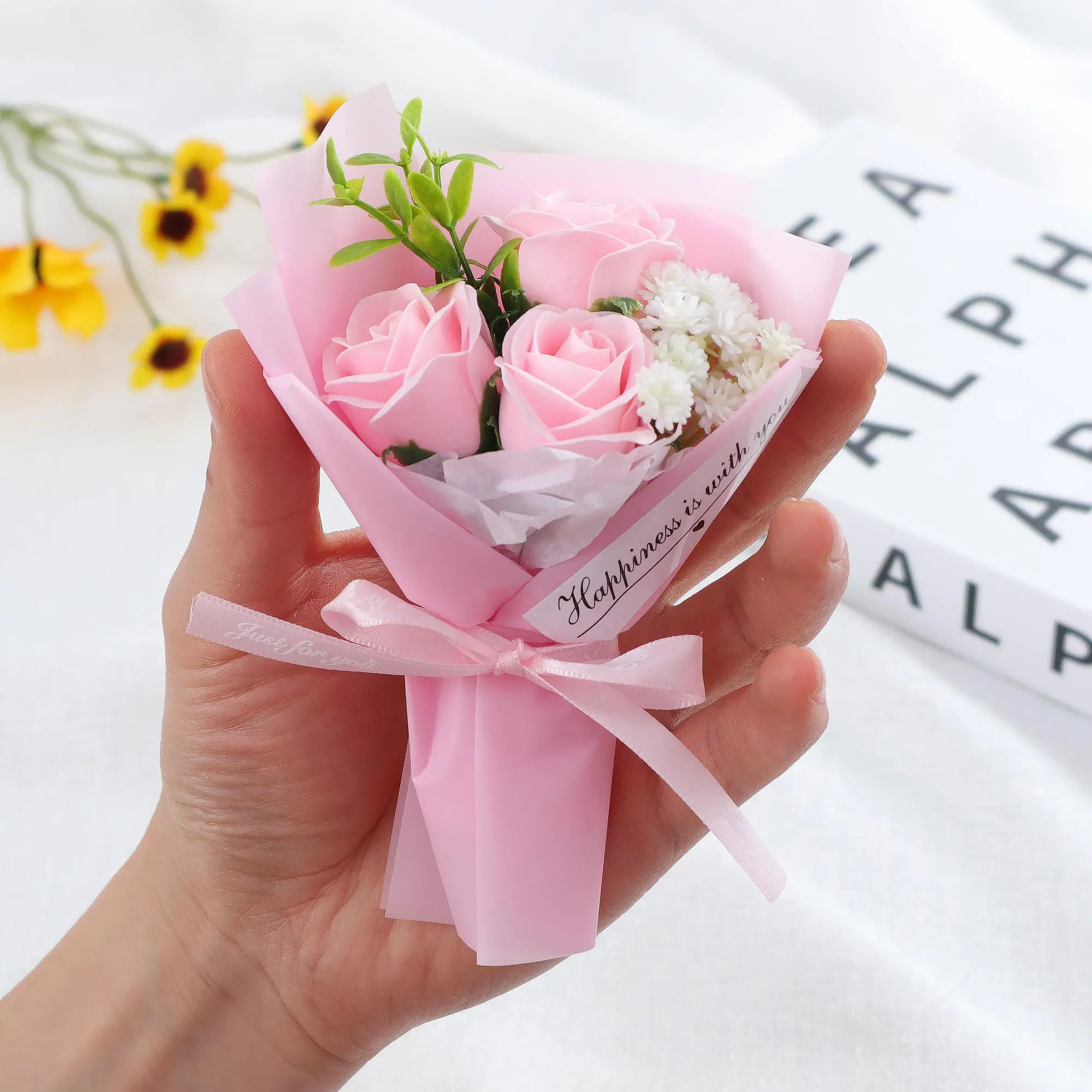 Mini Artificial Rose Bouquet, 1 Set Creative DIY Spring Faux Flower Decoration Without Vase, Fake Rose Flower For Home Decor, Romantic Gift