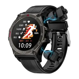 400Mah Battery Smart Watches with Earbuds for Men/Women Health Tracker Bluetooth Text and Call Reminder Blood Pressure/Sleep /Heart Rate Monitor Smartwatch