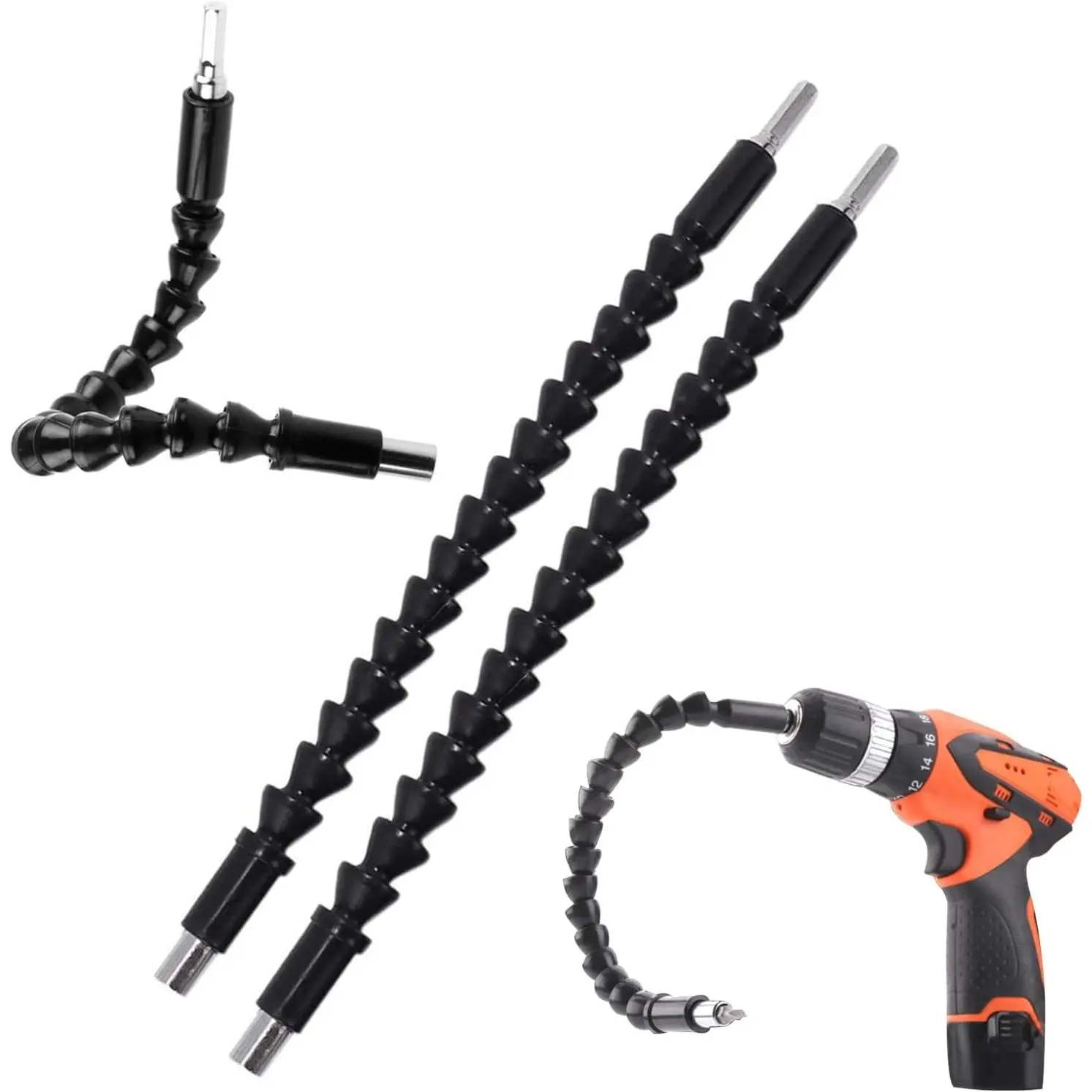 Super Bit, Superbit Screwdriver Flexible,Flexible Bit Extension, Super Bit Bendable Tool, Suitable for all Hand Drills (2 piece Black)