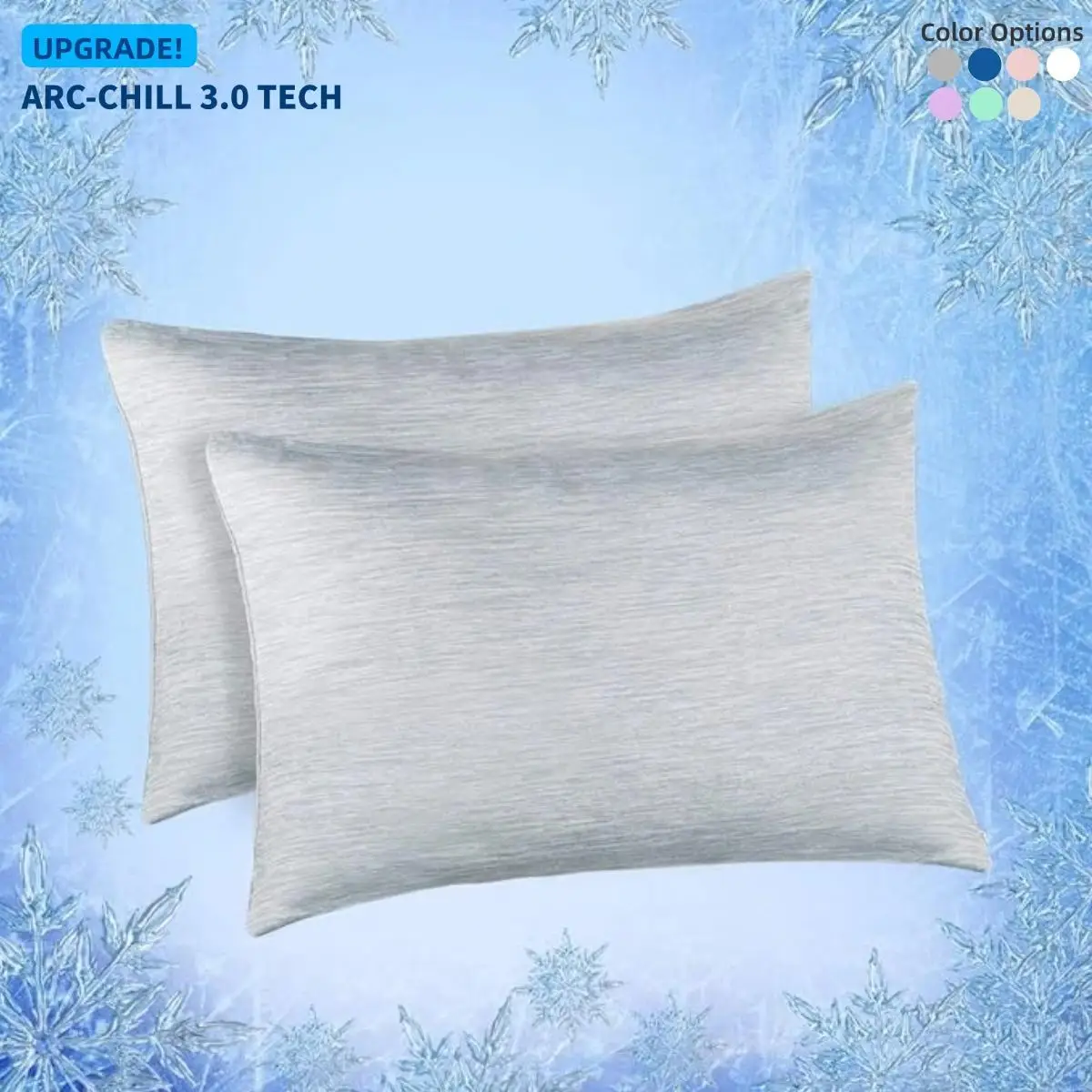 Elegear 2Pcs Cooling Pillow Cases for Autumn Hot Sleepers Q-Max 0.5 Breathable Soft Pillowcase for Relaxation Soothing Silky Bedding Skin Hair Care Ha