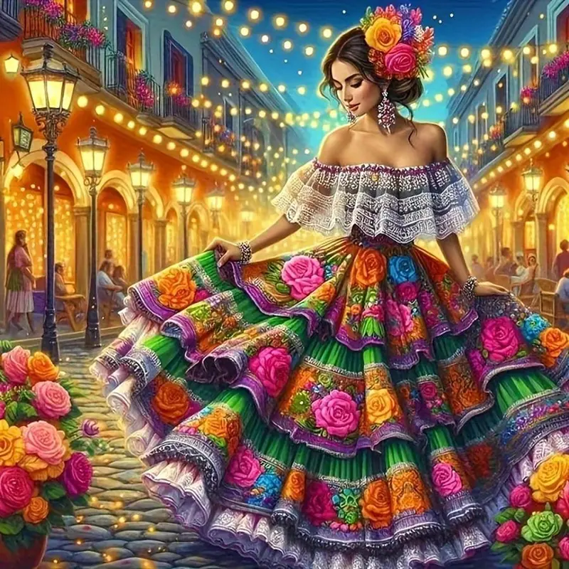 5D Diamond Arts Colorful Painting Kit, Dancing Figure Pattern Diamond Arts Crafts Kit without Frame, DIY Handcraft Decorative Art Picture for Beginner, Embroidery, Diamond Art Tools, Diamond Painting Kits, Diy Craft Supplies, Handmade Diy Craft