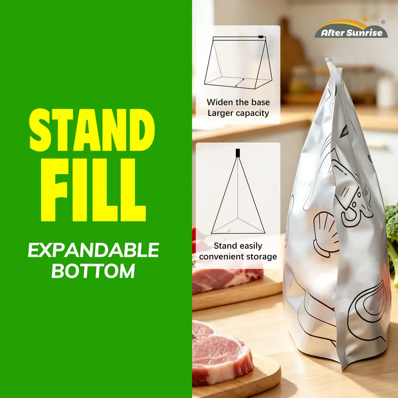 【Refrigerated Food】Reusable Aluminum Foil Sealable Storage Bags, Aftersunrise 2026 New Resealable Vacuum Zipper Pouches for Food, Stand Up Foil Sealable Bags with Label and Zip Lock for Vegetable Fruit Meat 【Refrigerated Food】Reusable Aluminum Foil Sealable Storage Bags, Aftersunrise 2026 New Resealable Vacuum Zipper Pouches for Food, Stand Up Foil Sealable Bags with Label and Zip Lock for Vegetable Fruit Meat