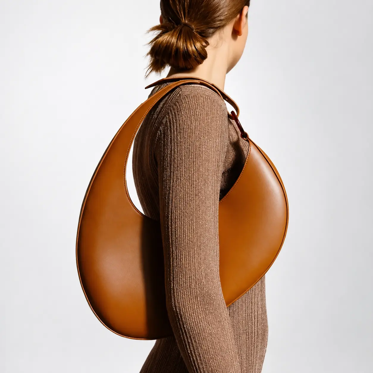 Women's Chic Crescent Half-Moon Hobo Bag, Top Handle Shoulder Carry Bag for Casual Wear, 12x3x14", Hobo Bags