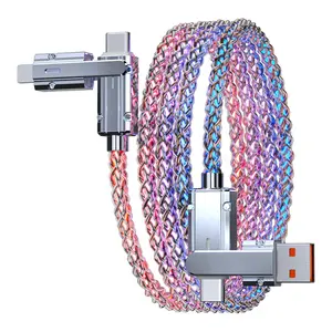 2 Packs 66W 4 in 1 LED Light Up  ,3.3FT RGB Colorful Gradual,Fast  Cord Lighting/Type C/USB A  USB A to USB C ,for Phone17/16/15/14 , S24 S23 S22