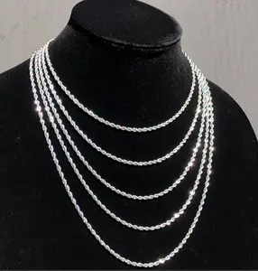 Rope Chain Necklace Silver Color  3mm Stainless Steel