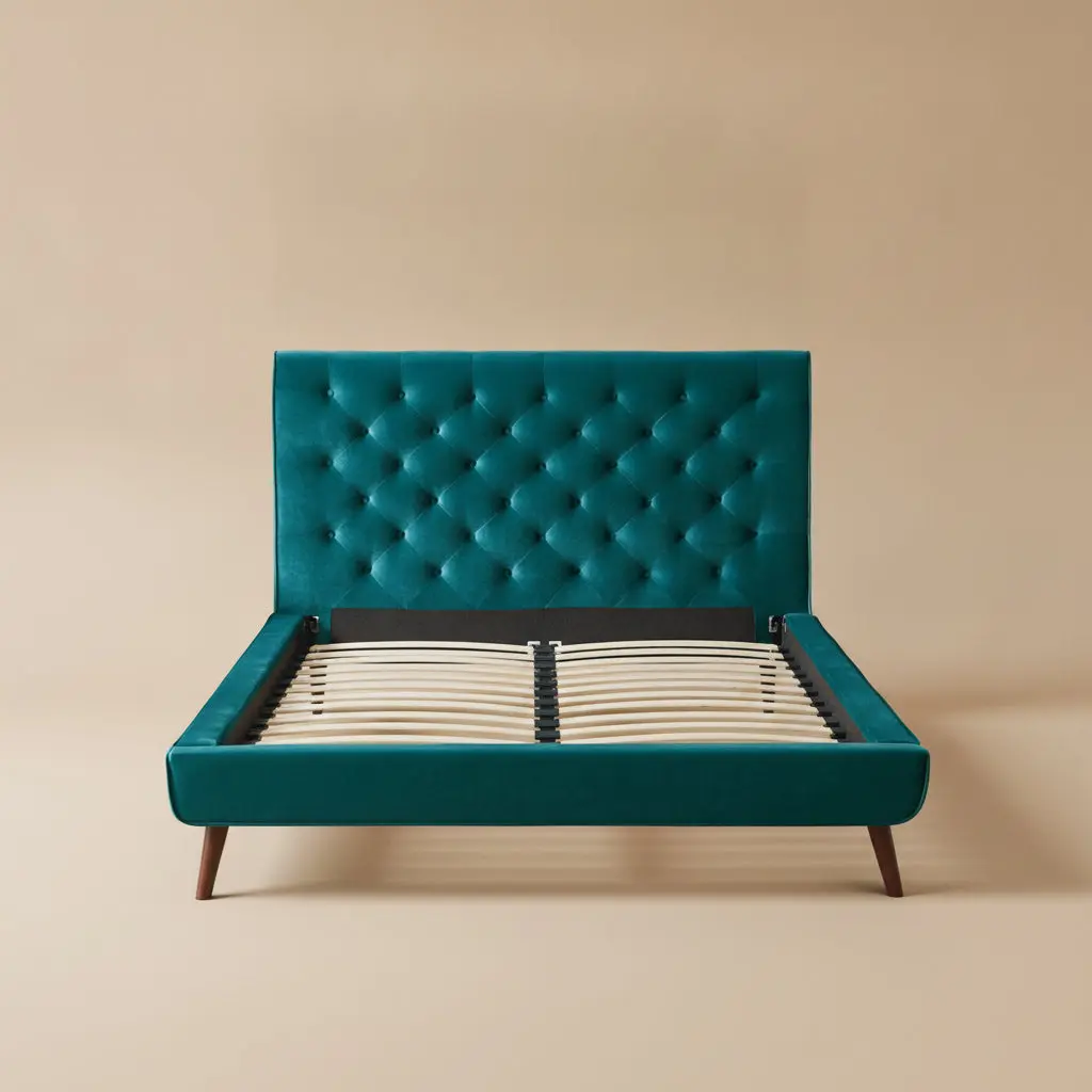 Ashley Queen Turquoise Velvet Platform Bed