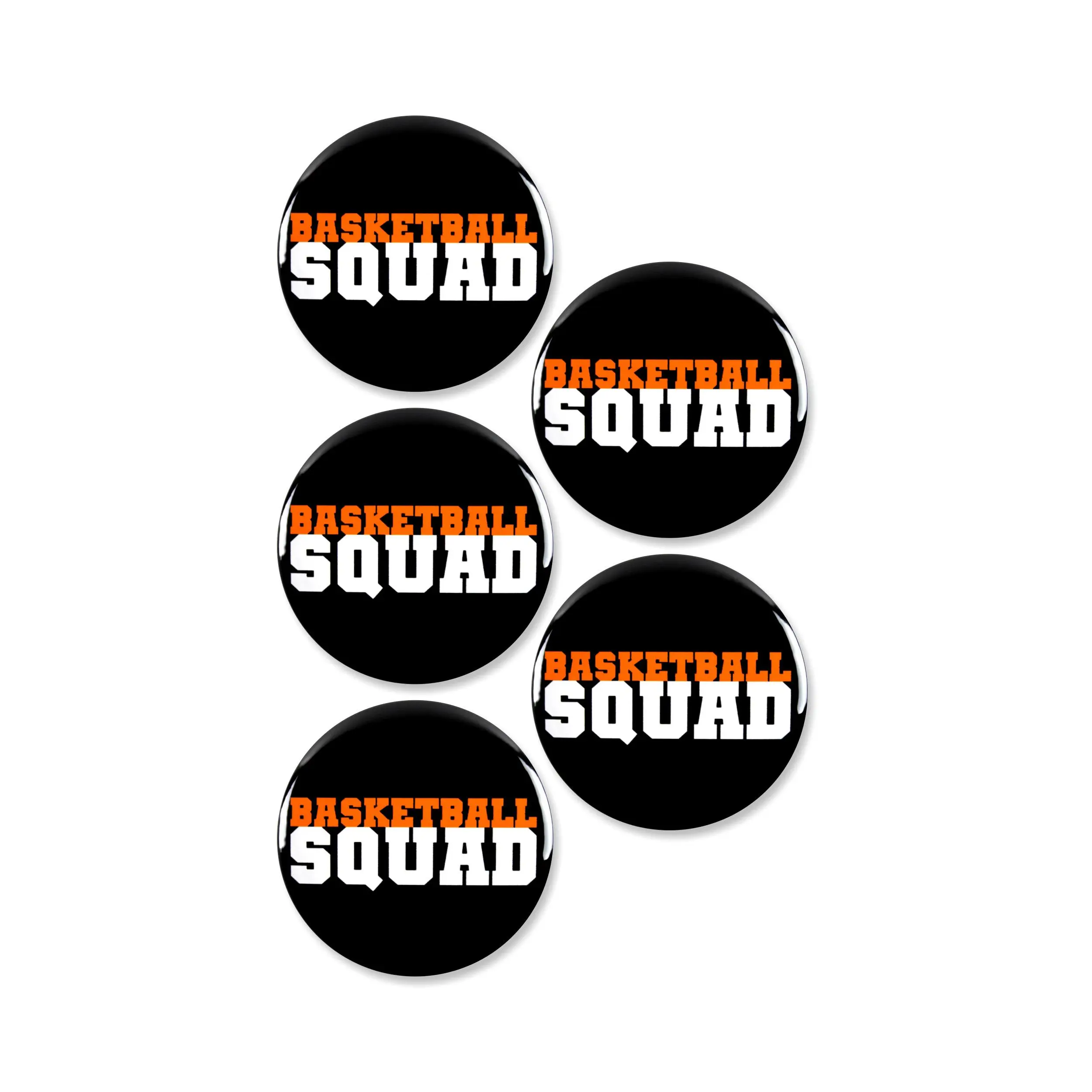 5 Pack - Basketball Squad Team Pinback Buttons - 2.25 Inch