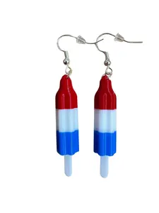 Ice Cream Popsicle Drop Earrings Women Jewelry Bomb Pop Colors Lollipop America Red White Blue