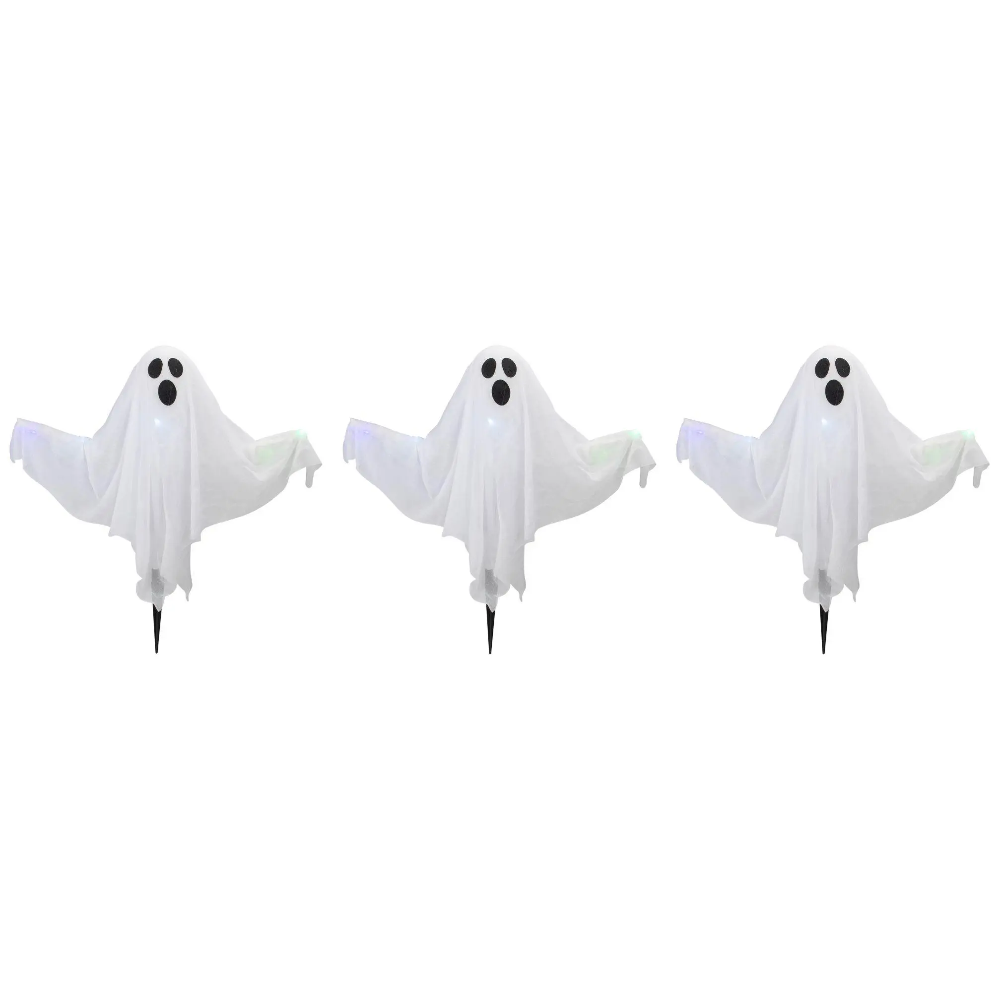 Northlight S/3 Lit White Ghost Halloween Lawn Stakes