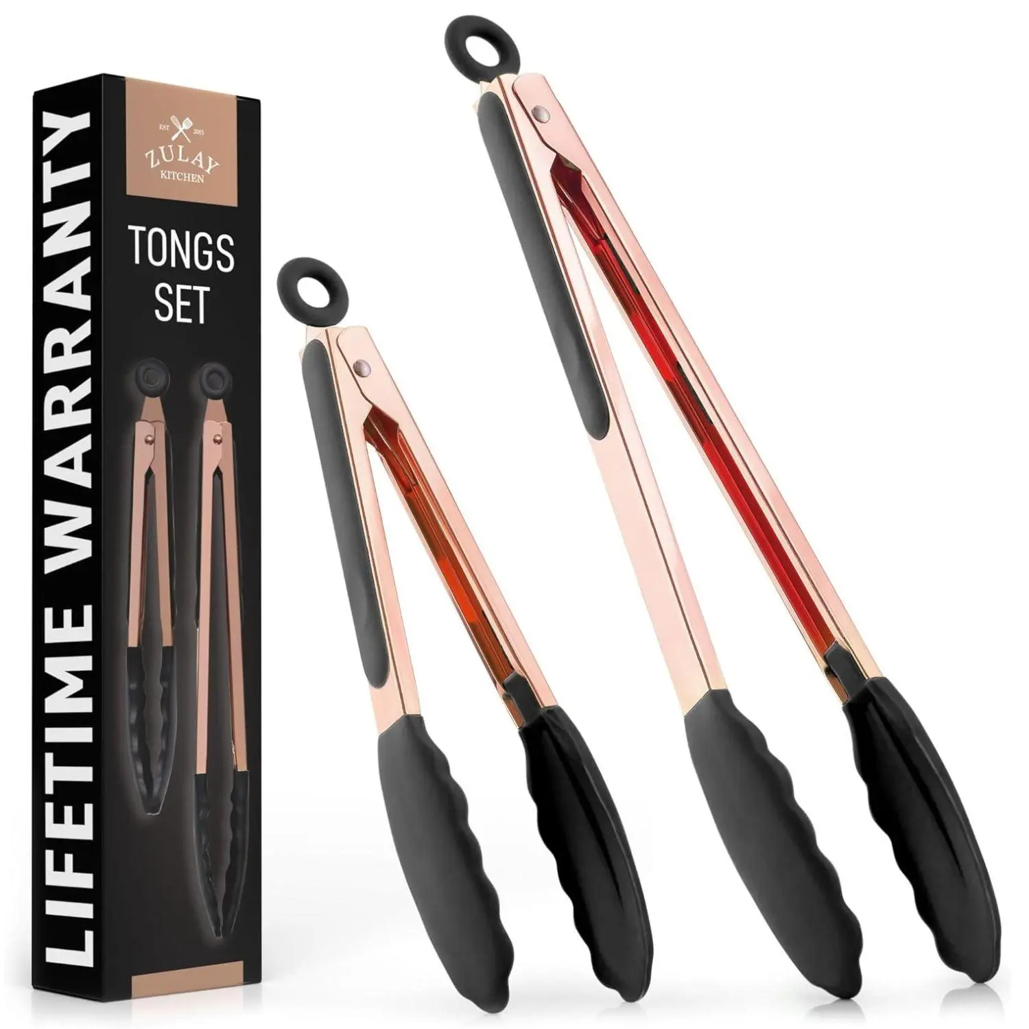 Zulay Kitchen 2 Piece Tong Set For Cooking (9" & 12") Silicone & Stainless Steel Tong Utensil Set Cookware Hanging Zulay Kitchen 2 Piece Tong Set For Cooking (9" & 12") Silicone & Stainless Steel Tong Utensil Set Cookware Hanging