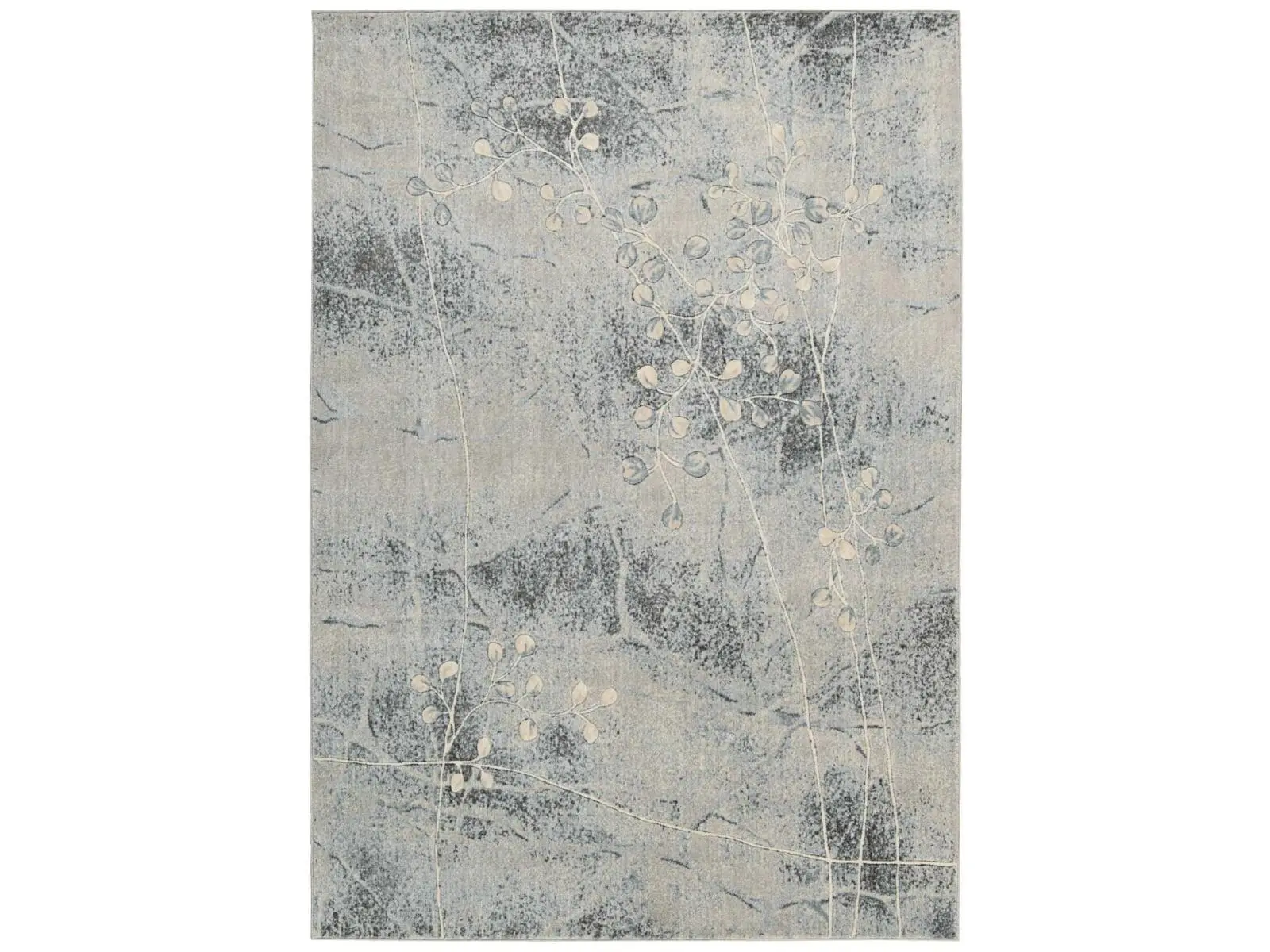 HomeRoots 522609 2x3 ft. Blue Floral Power-Loom Rectangle Artwork Botanical Area Rug, Artwork Area Rugs, Botanical Area Rugs