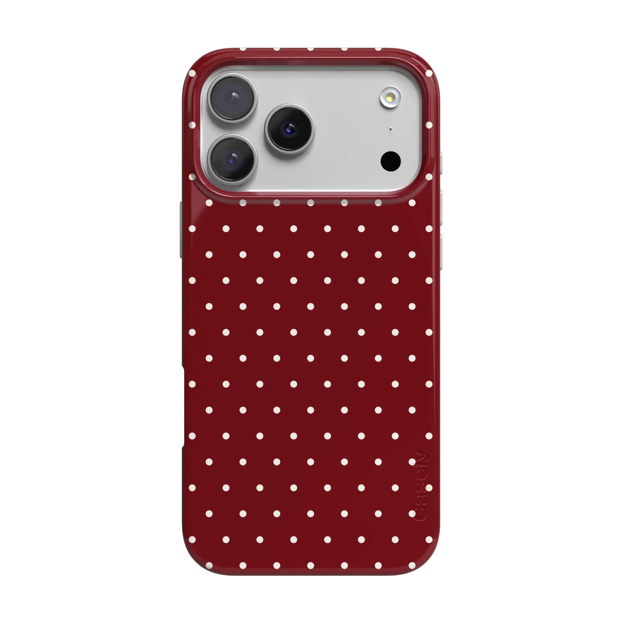 Casely iPhone 17 Pro Case | On the Dot | Maroon Polka Dot | Compatible with MagSafe | Classic Ultra Thin Design