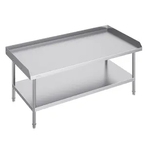 Stainless Steel Work Table 30 x 60 x 26 Inch, Commercial Food Prep Table With 3-Sided Backsplash, Heavy-Duty Prep Table, Adjustable Height Kitchen Workstation for Restaurant, Hotel and Home Use