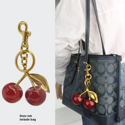 Women's Alloy Fruit Bag Charm & Twillies - Cute Cherry Pendant, Fashion Bag Charms, Purse Accessories, Adults' Handbag Hanging Decoration, Keychain Accessory