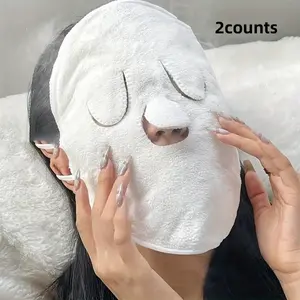 Reusable Hot & Cold Face Towel Mask, Soft Skin-Friendly Steam Facial Wrap, Hanging Ear Design, Home Use Cooling Moisturizing Cloth