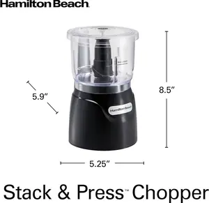 Hamilton Beach Electric Vegetable Chopper & Mini Food Processor – 3-Cup, 350W for Dicing, Mincing & Pureeing – Black (Model 72850)