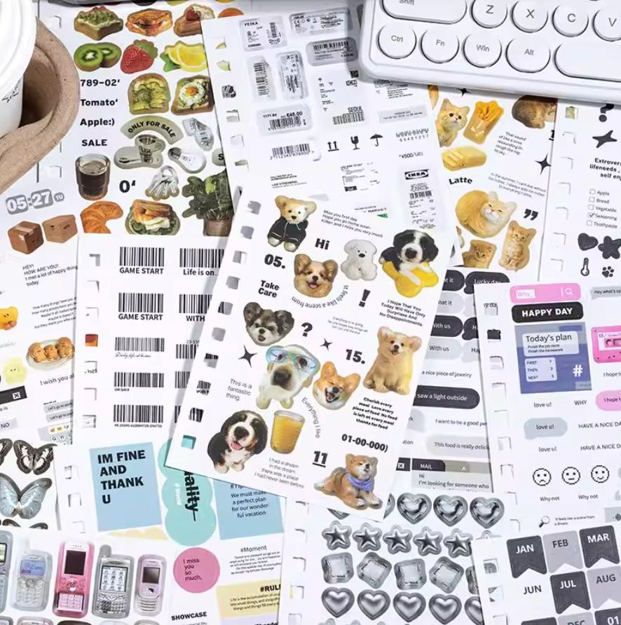 2500pcs Time Fragments PET Sticker Book, DIY Diary Decoration Scrapbooking Stickers