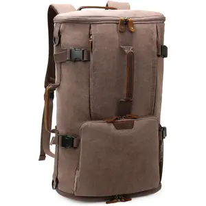 G-FAVOR 40L Travel Backpack, Vintage Canvas Rucksack Convertible Duffel Bag Carry on Backpack Fit for 17.3 Inch Laptop Bag