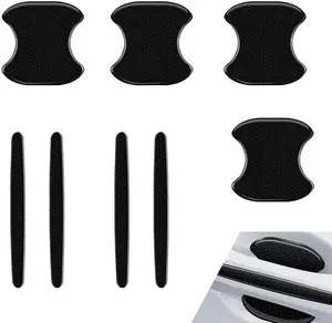 PCS Car Door Handle Protector, Reflective Car Door Handle Bowl Stickers, SelfAdhesive AntiScratch Doors Handles Paint Protective Film, Universal Protection Guard for Most Cars (Black)