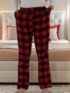 Christmas Plaid Sleep Pants, Lightweight Flannel Casual Home Wear, Comfortable Loose Fit Pajama Bottoms with Pockets, Plaid Lounge Pants