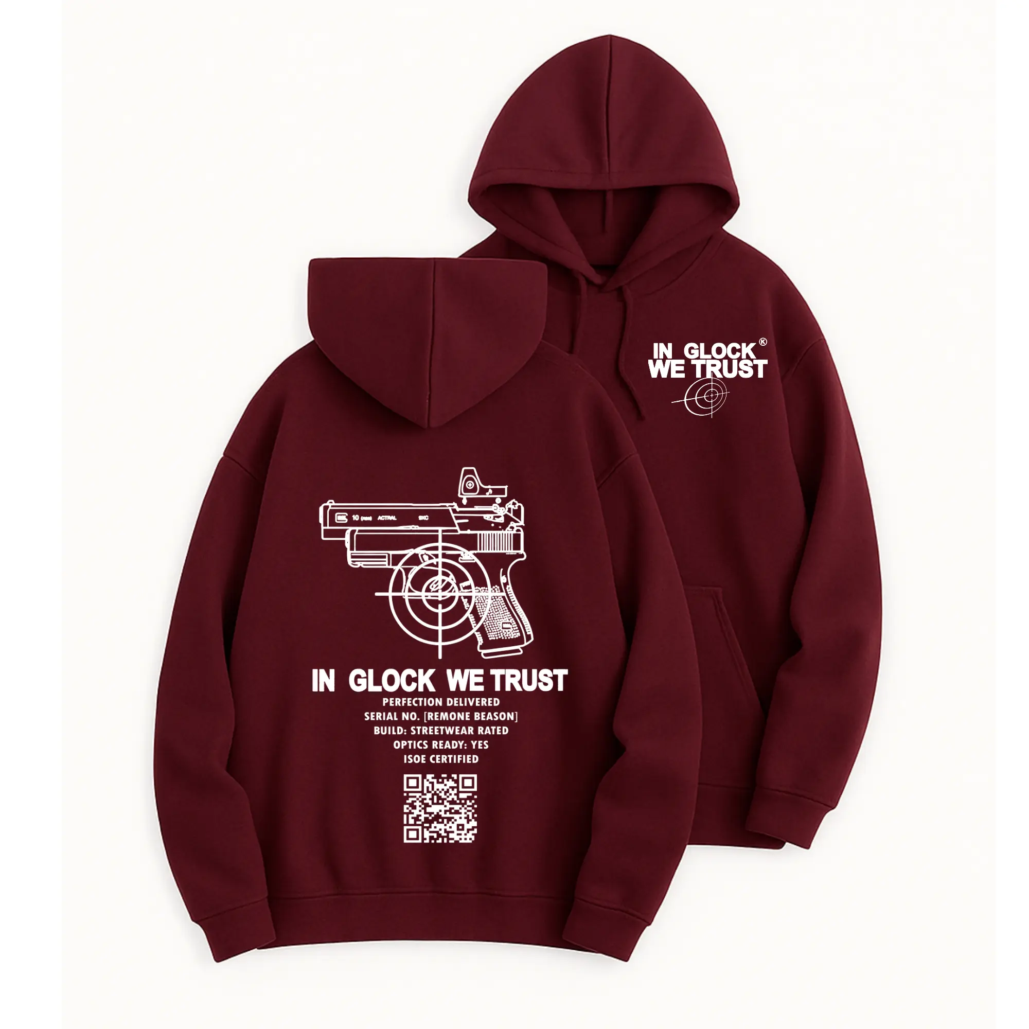 In Glock We Trust QR F*CK Off Funny Hoodie, Full Color Design Unisex Daily Wear Fashionable Design