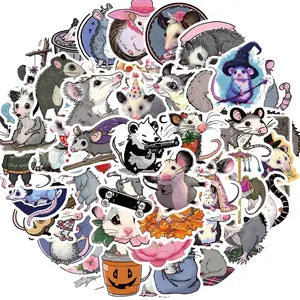 Possum Sticker, 50pcs/set Funny Animal Pattern Sticker, Waterproof Vinyl Sticker, Decorative Sticker for Laptop, Phone, Computer, Guitar, Bag, Water Cup, Scrapbook, Ornaments