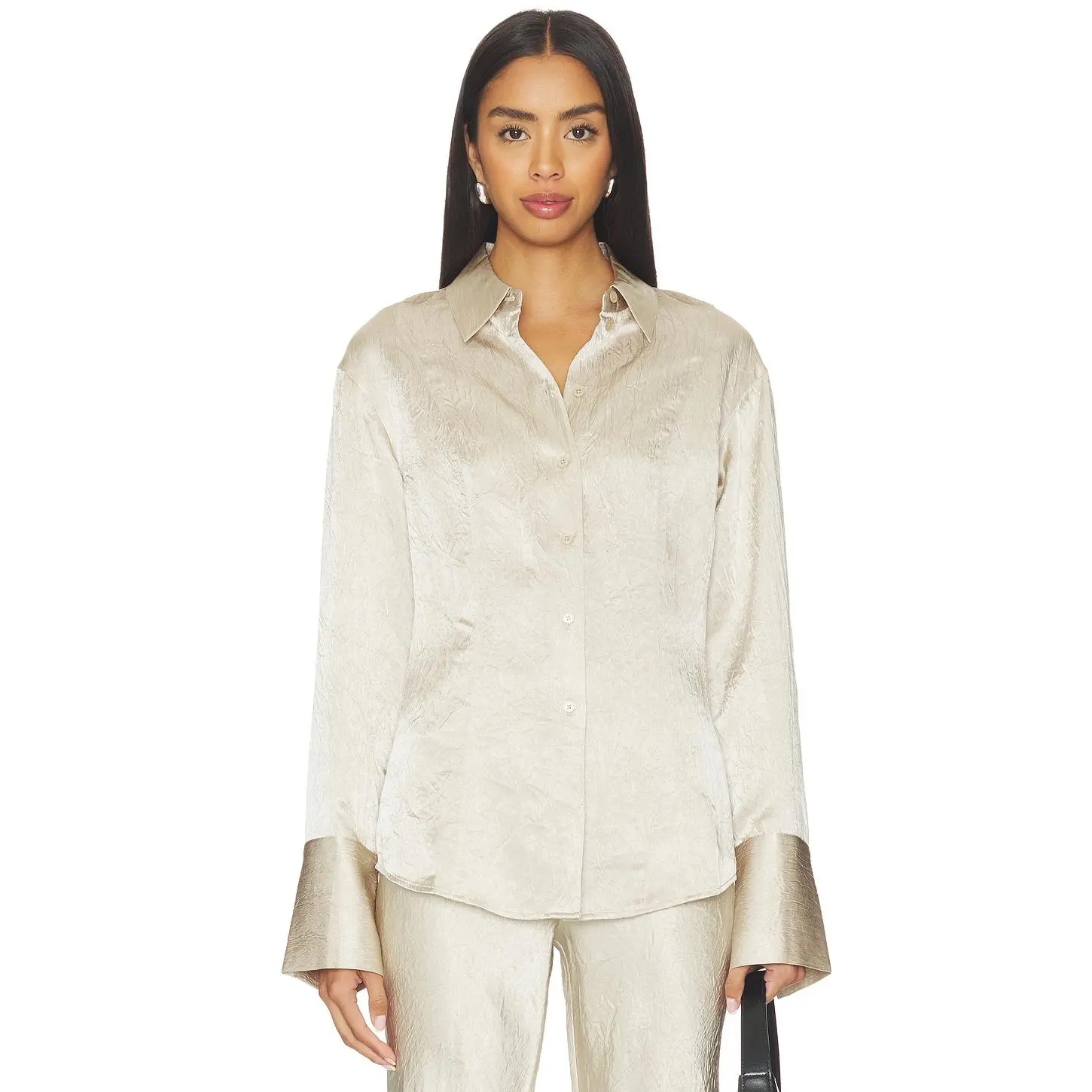 EAVES Freda Slim Shirt in Silver Taupe