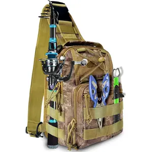 Fishing Backpack Fishing Tackle Storage Bag with Rod Holder Sling Storage Backpack for Outdoor Hiking Travel Hunting