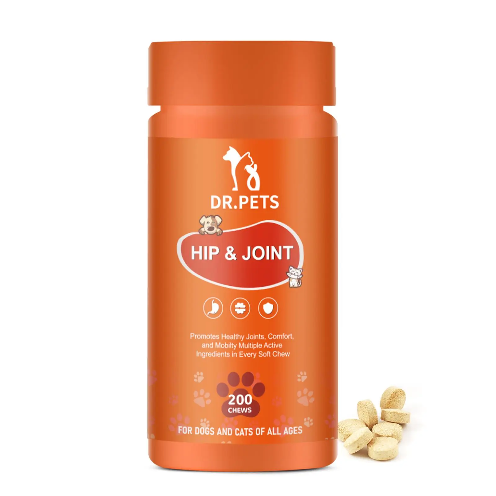Dog & Cat Hip & Joint Care Canine Nutritional Supplement - 10 Vitamins, Glucosamine, Chondroitin, Hyaluronic Acid, MSM, 600mg Collagen, Magnesium, Zinc & Anti-Inflammatory Support