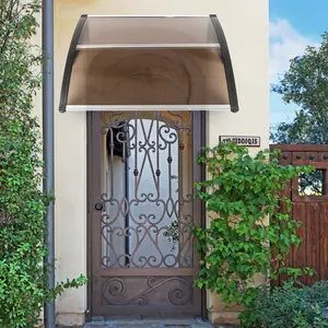 40x38in Window Awning Door Canopy Modern Polycarbonate Cover for Outdoor Front Porch Patio UV Rain Snow Sunlight Protection with Black Bracket