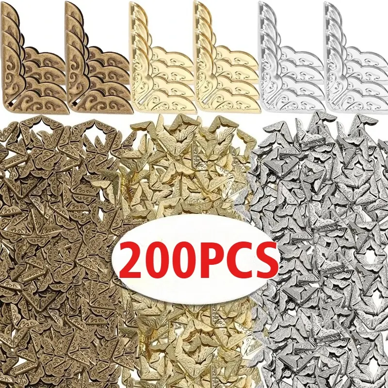 200PCS Metal Book Corner Scrapbook Photo Album Corner Protectors DIY Menu Vintage Corners Card File Folder Craft Supply Decor