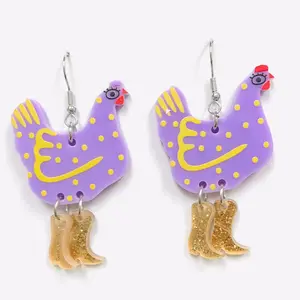 Hen chicken earrings