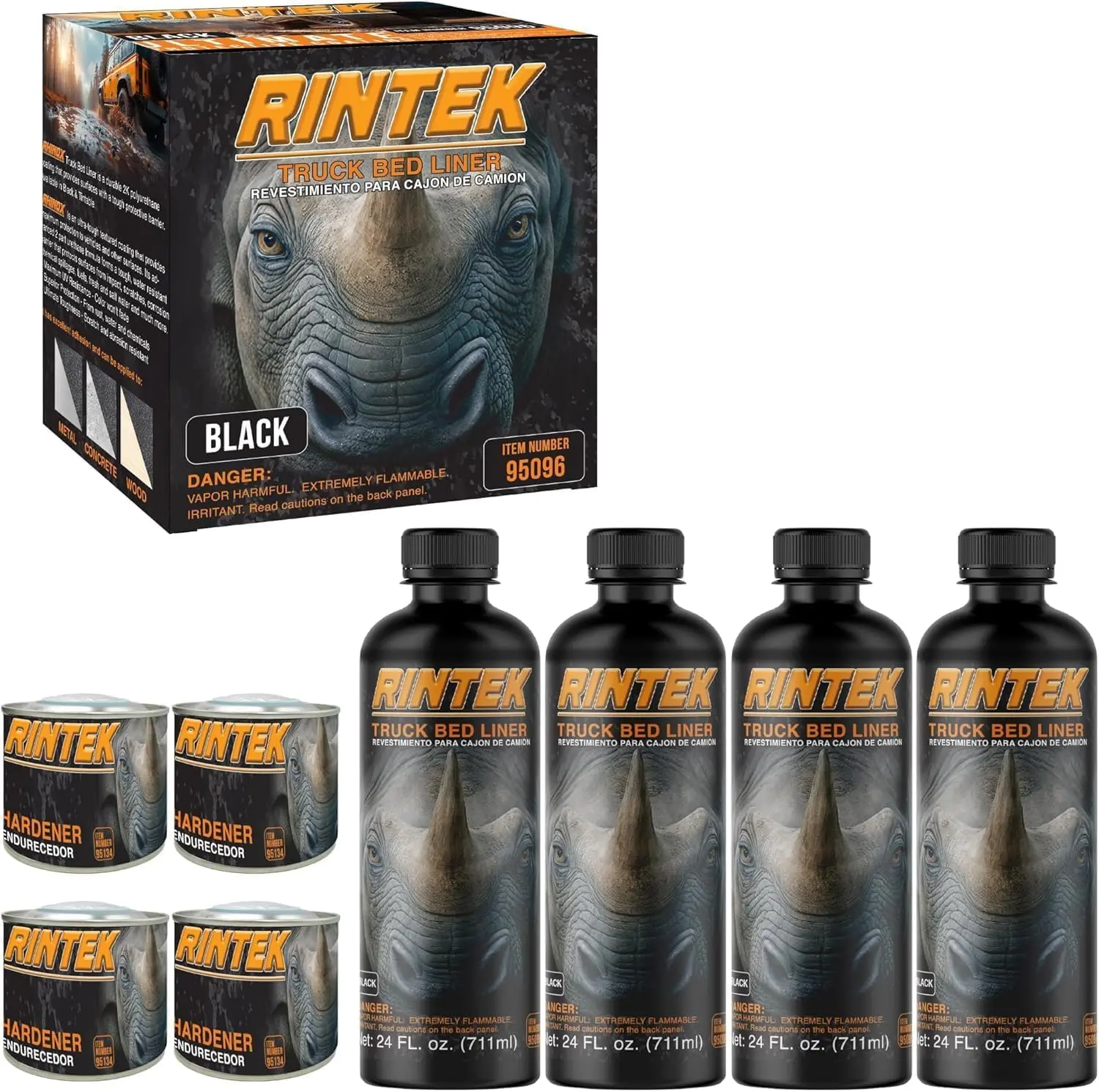 LAUCO Rintek Urethane Spray 1 Gallon Black Bedliner Coating, Heavy-Duty Polyurethane Protective Truck Bed Liner Paint, Waterproof Anti-Slip Impact-Resistant Automotive Coating 95096