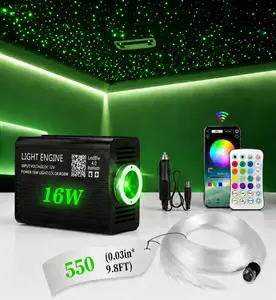 RGB Fiber Optic Starlight Headliner Kit 550pcs 0.03in*9.8ft – Car & Home Ceiling Lights with APP+Remote Control, 15 Static Colors & Fade/Jump/Spark Modes Disco Party Professional