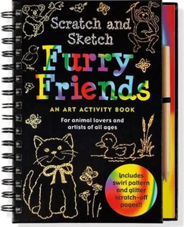 USED Book - Scratch & Sketch Furry Friends (Trace-Along) [With Wooden Stylus for Drawing] by Heather Zschock (Spiral-bound) - english