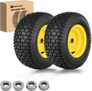 Yesker 16x6.50-8 Lawn Mower Tires, 16" Pneumatic Rubber Tire with 3/4" Axle Bore & 3" Hub Length, Air-Filled Replacement Wheels for Riding Lawn Mowers, 2 Pack