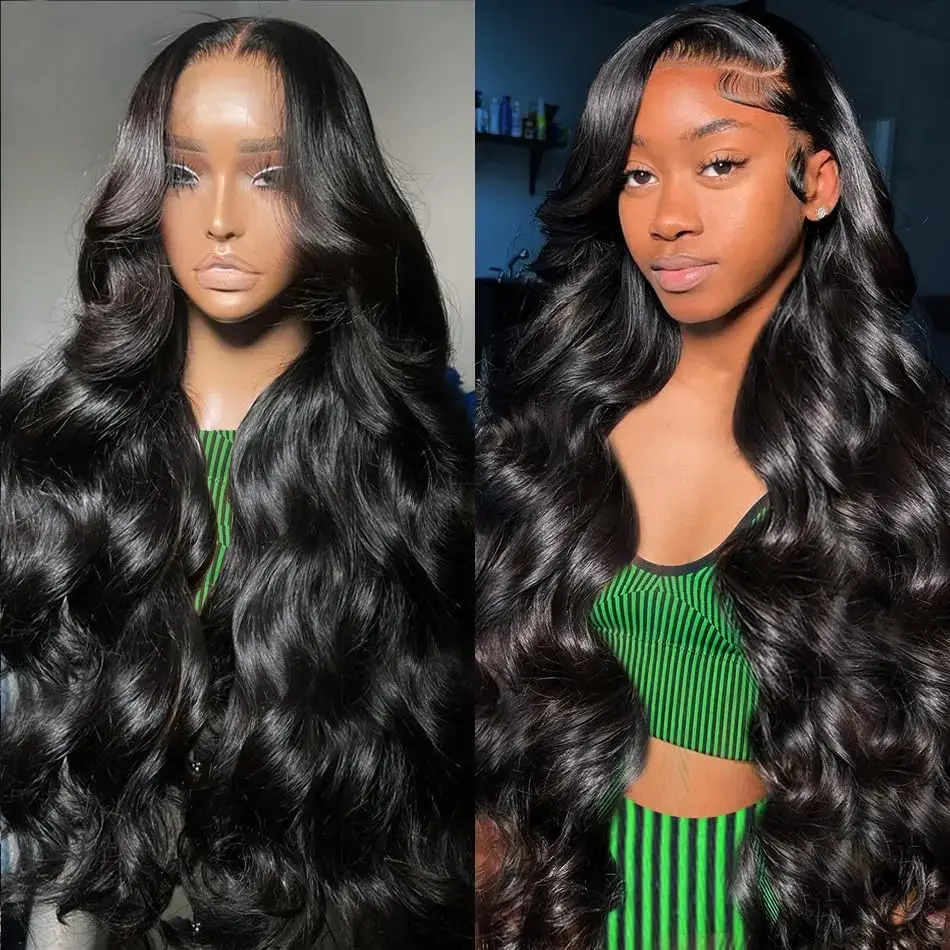 30 inch Body Wave Lace Front Wigs Human Hair 180 Density 13x6 HD Transparent Lace Frontal Wigs Human Hair Pre Plucked with Baby Hair Body Wave Glueless Wigs Human Hair for Women Natural Black /Blonde/ Burgundy/Chocolate Brown