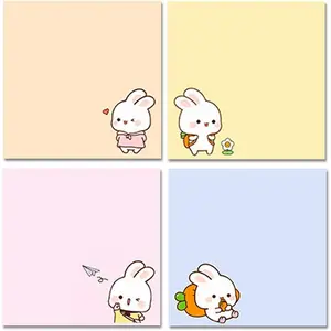 4 Pack 80Sheets Per Pack 3.15x3.15in Self-Stick Note Pads, Kawaii Sticky Notes,Cute Sticky Notes,Korean Sticky Notes,Cute Stationary,Cute School Supplies Aesthetic (Happy )